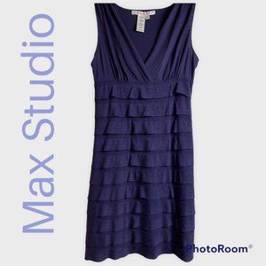 Max Studio Blue Ruffle Dress Size Large
